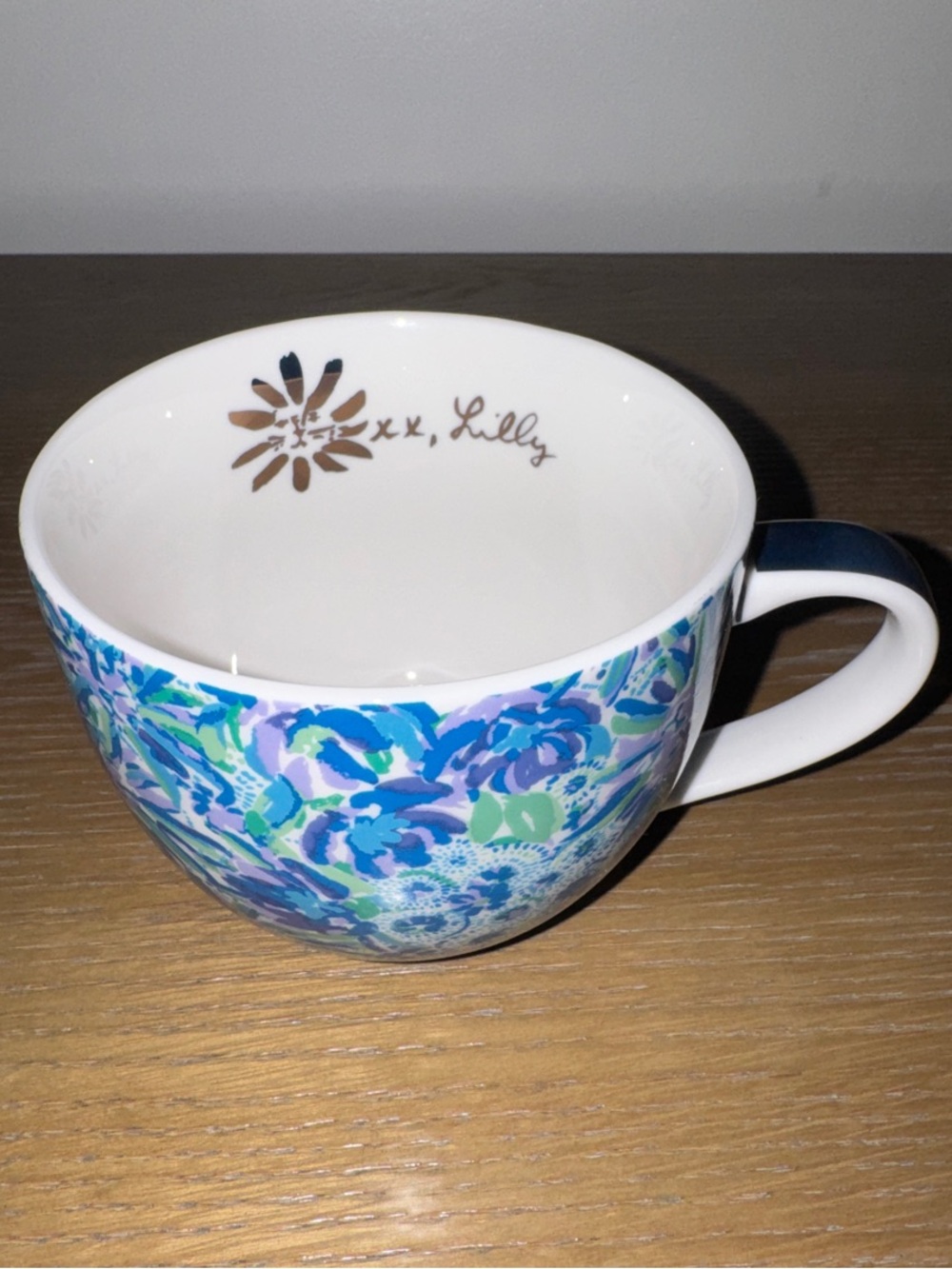 Lilly Pulitzer Blue Purple Floral Mug Coffee Tea Hot Cocoa EUC